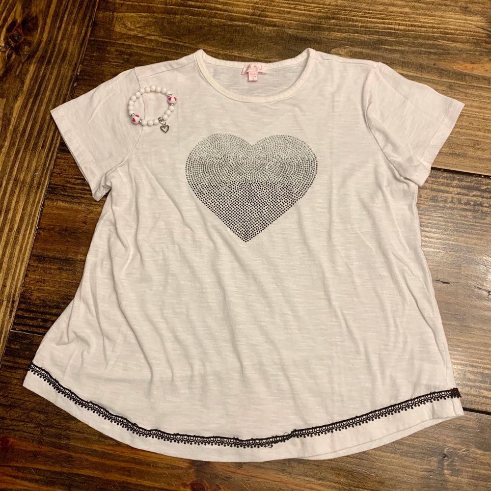 Me.N.U. Girls White Embellished Heart Top (L)